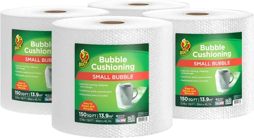 Vista 10 de Duck Brand Bubble Wrap - Embalaje protector original, 12 pulgadas de ancho x 30 pies de largo, rollo individual (393251), transparente