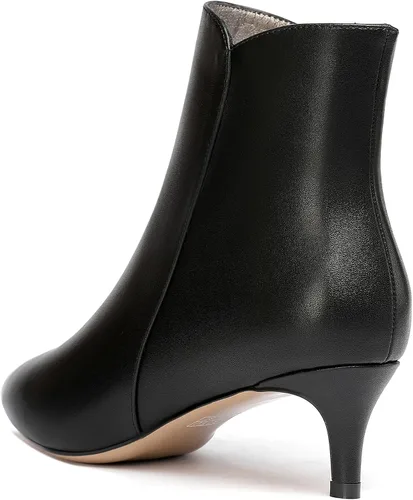 Vista 7 de WAYDERNS Botas cortas de cuero con cremallera mate para mujer, tacón bajo y tacón bajo con cremallera de 2 pulgadas