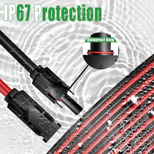 Vista 5 de Cable de extensión solar de doble cable de 6 pies – Conector de panel solar de 10 AWG (6 mm²), con conectores solares IP67 macho/hembra