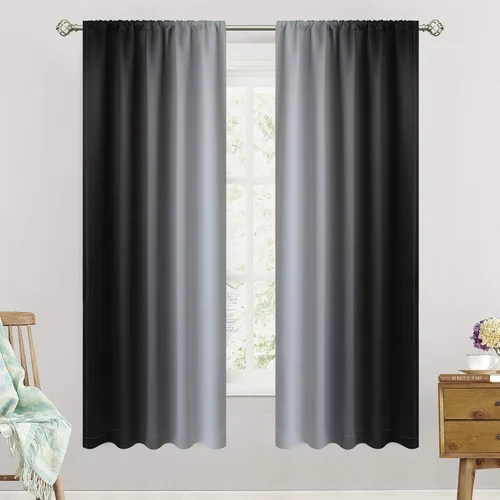 Vista 93 de SimpleHome Cortinas Pequeñas Negras Impermeables con Bolsillo para Barra Suave para Cocina, Cortinas Impermeables con Bolsillo para Barra