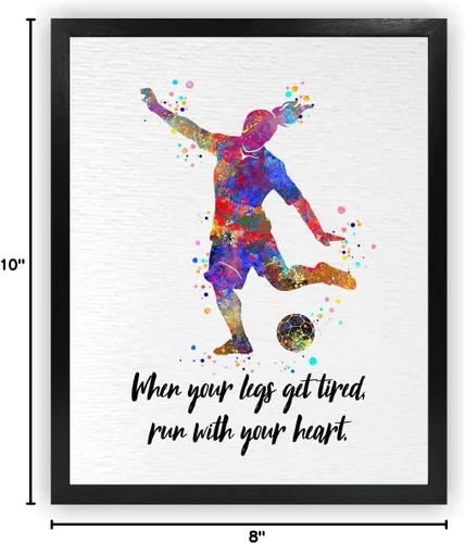 Vista 9 de Dignovel Studios Póster de impresión artística de acuarela con cita inspiradora de 8 x 10 pulgadas sin marco, decoración de pared de fútbol femenino