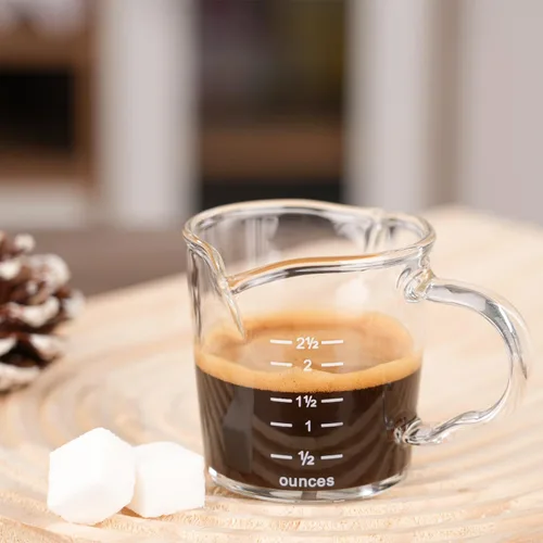 Vista 6 de Vaso de chupito espresso de 3 onzas con boquilla doble Barista con mango de vertido (paquete de 2)