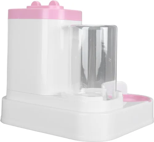 Vista 9 de Juego de comedero y dispensador de agua para mascotas, dispensador automático desmontable de agua de alimentos para gatos con ventana transparente