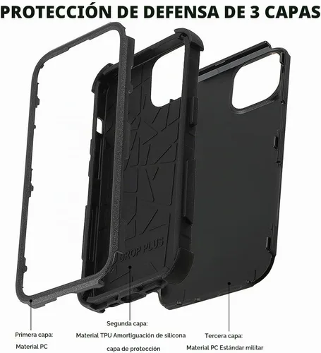 Vista 3 de X-belmox - Funda para iPhone 11, color negro, a prueba de golpes y caídas