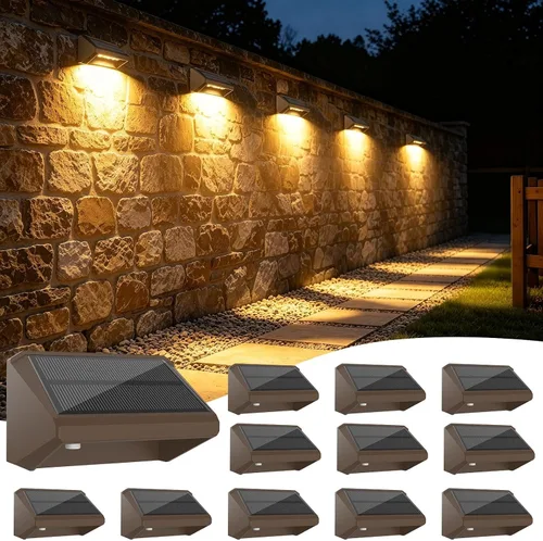Vista 12 de Luces solares para valla al aire libre, paquete de 12 luces RGB Blanco