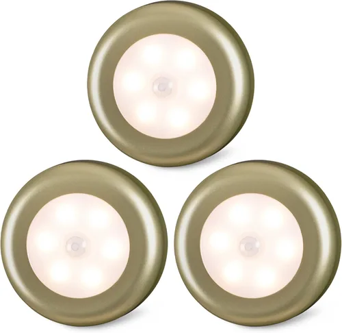 Vista 11 de STAR-SPANGLED Paquete de 3 luces con sensor de movimiento de 2.8 pulgadas para interiores, funciona con pilas AAA, luz LED para pegar en escaleras