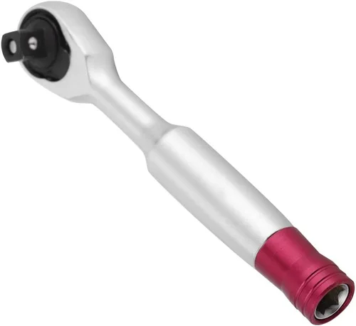 Vista 3 de AMONIDA Llave de trinquete profesional de cromo vanadio de 1/4 pulgadas, mango de goma, función de corte rápido
