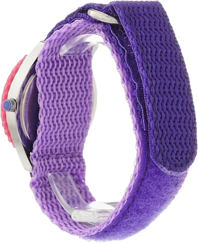 Vista 5 de Disney Reloj analógico con correa de nailon para niños, Morado, Reloj de cuarzo