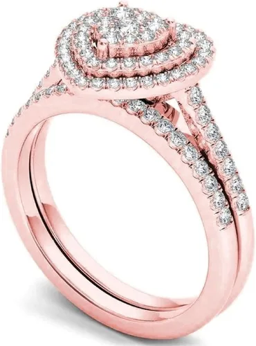 Vista 5 de iLH Clearance Hollow Carving Diamond Rings,Women Fashion Luxury Zircon Rings Engagement Wedding Rings Jewelry Gift by ZYooh