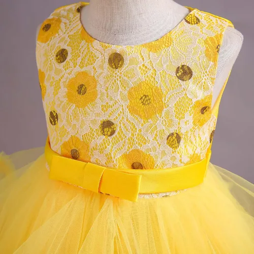 Vista 6 de Vestido de princesa para niña, vestido de tul hinchado, vestido de graduación, dama de honor, boda, fiesta de cumpleaños, vestido sin mangas