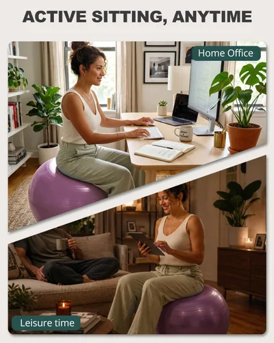 Vista 7 de Trideer Pelota de ejercicio para yoga, pilates y fitness. Equipo de pelota de estabilidad para gimnasio en casa y silla de oficina, accesorios