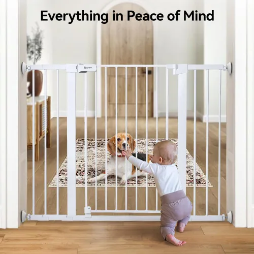 Vista 7 de COMOMY Paquete de 4 protectores de pared para puerta de bebé, extensor de puerta de seguridad para niños, protector de pared para puerta de bebé