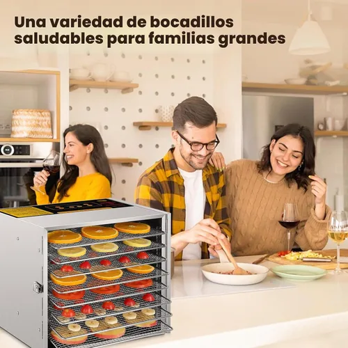 Vista 7 de FAHKNS Máquina deshidratadora de alimentos, 8 bandejas de acero inoxidable, secadora deshidratada de 700 W, control de temperatura de 190ºF
