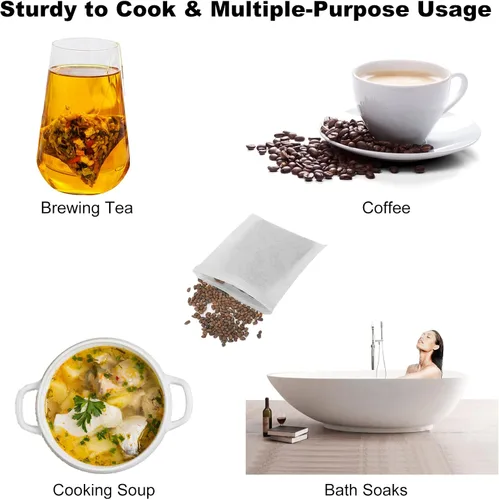 Vista 4 de Numola 100 bolsas de té desechables para té de hojas sueltas, bolsas de té vacías de material natural, bolsa infusora de té, bolsitas infusoras