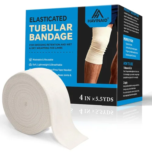 Vista 11 de Vendaje de soporte tubular elástico sin látex con tela Stockinette, manga de compresión tubular transpirable para soporte de articulaciones