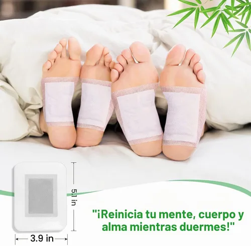Vista 7 de 2 en 1 20 piezas de almohadillas para pies, almohadillas naturales de vinagre de bambú y polvo de jengibre