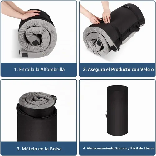 Vista 5 de Colchón de espuma viscoelástica para campamento, portátil, enrollable, para suelo, campamento, automóvil, individual, cuna para niños, cama