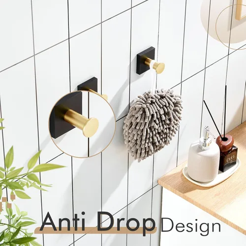 Vista 4 de KOKOSIRI Ganchos para bata, ganchos para toallas de baño, para pared, armario, cocina, toallas colgantes, accesorios de baño, color negro con acero