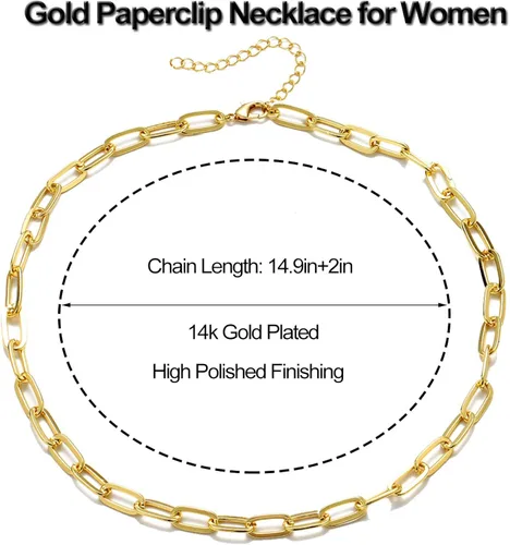 Vista 3 de Long tiantian Collar de oro grueso para mujer, collar de cadena gruesa en capas para mujer, collar punk, gargantilla gruesa, regalo de joyería