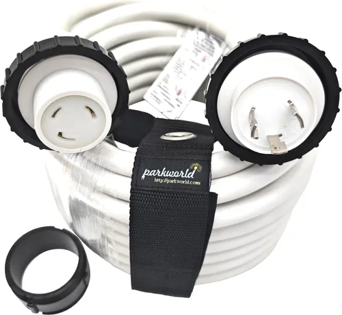 Vista 8 de Parkworld Cable de extensión de alimentación RV Shore, NEMA L5-30 Twist Lock 30A, cable de extensión de barco marino, hembra con collar de sello
