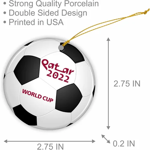 Vista 5 de Adorno de Navidad de Qatar 2022 Porcelana 2.75 pulgadas World Soccer