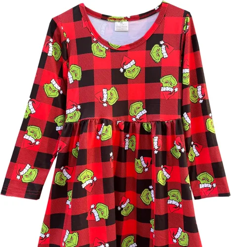 Vista 2 de Adorable Baby Girls Merry Christmas Dress, Fit for Toddler Girls, Crew Neck Collar, Flutter Sleeves, Knee Length