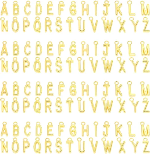 Vista 7 de Shapenty 4 juegos de dijes de letras del alfabeto A-Z de aleación metálica y cuentas espaciadoras para manualidades DIY, pulseras, brazaletes
