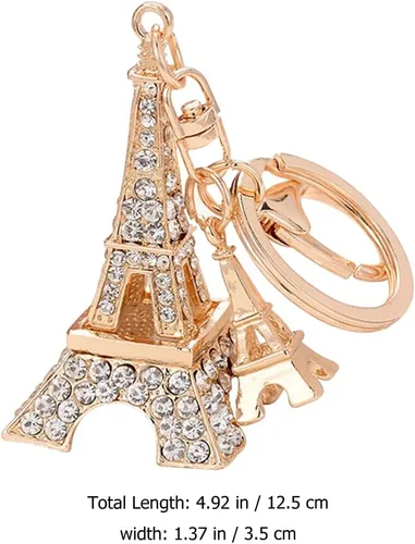 Vista 6 de Llavero de la torre Eiffel con diamantes de imitación, llavero de metal para llaves de coche