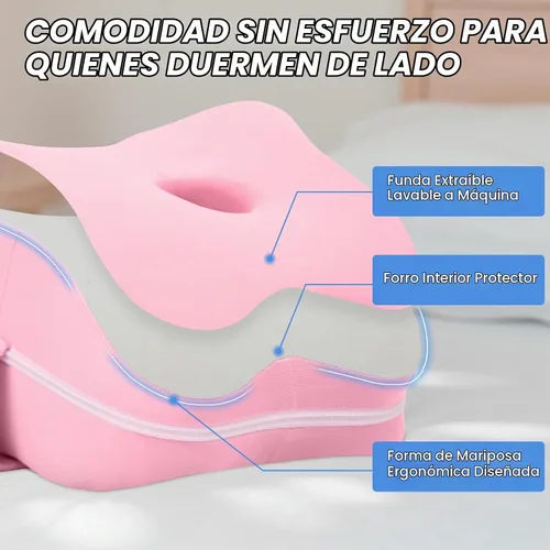 Vista 4 de Almohada de rodilla para personas que duermen de lado y alivio de la ciática, dos fundas lavables a máquina y forro interior protector, almohada