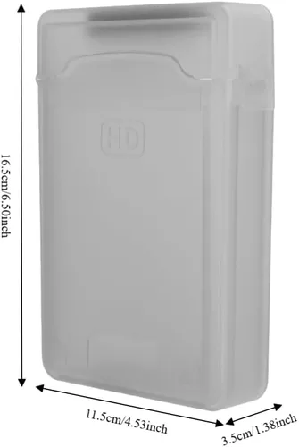 Vista 5 de Caja de protección de disco duro de 3.5 pulgadas, ABS a prueba de golpes, antiestática, para HDD SSD de 3.5 pulgadas, diseño transparente con Gris
