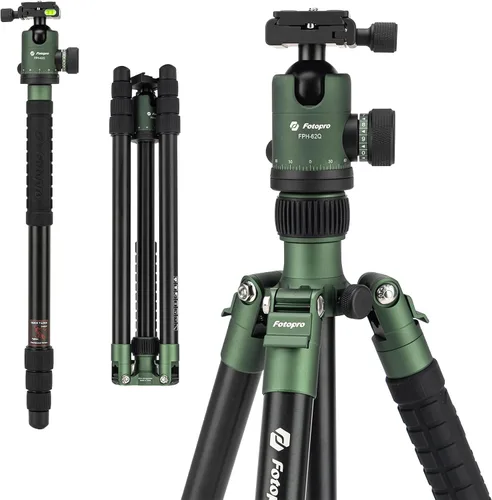 Vista 12 de Fotopro 60" Carbon Fiber Camera Travel Tripod, Detachable Monopod for DSLR Negro