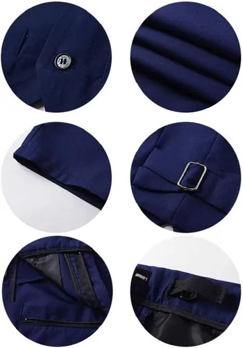 Vista 5 de Traje ajustado para niños, trajes formales para niños, chaleco, pantalones y camisa