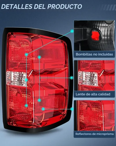 Vista 6 de Ensamble de luz trasera Nilight Compatible con Chevy Silverado 1500 2014 2015 2016 2017 2018 2019, 2500 HD 3500 HD, GMC Sierra 3500HD 2015-2019, Par