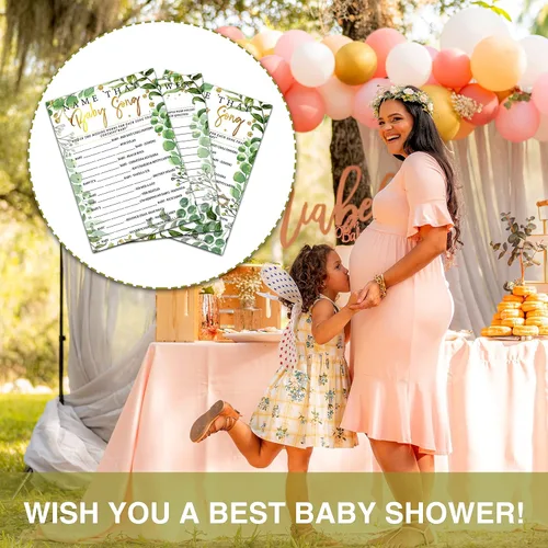 Vista 3 de Woodland - Juegos de baby shower, juegos de doble cara con nombre de esa canción de bebé y juego de peleas de bebé (paquete de 30) con 1 tarjeta