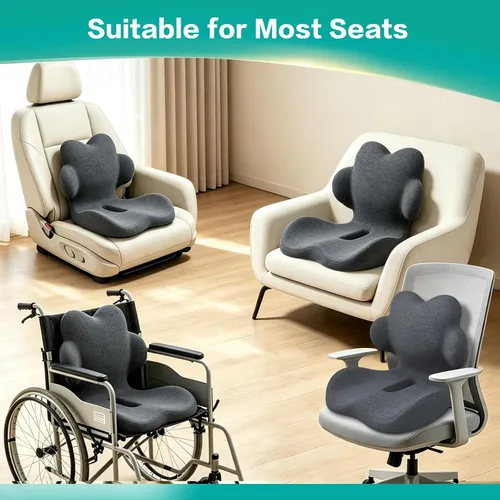 Vista 7 de Cojín de asiento de espuma viscoelástica en forma de L con Negro