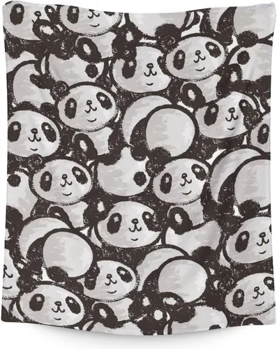 Vista 9 de Manta de panda para regalar – Manta de 30 x 40 pulgadas para niños – Mantas blancas de felpa suave para sofá, oficina