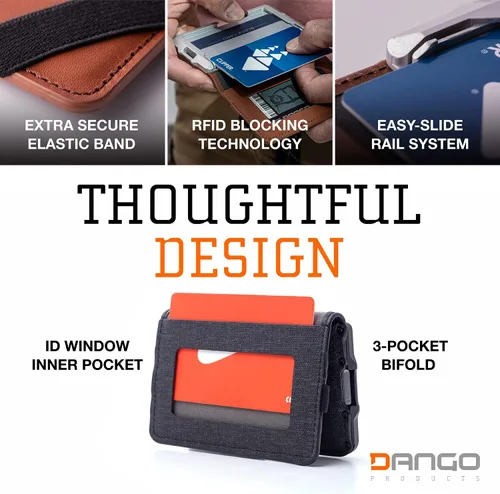 Vista 4 de Dango - Cartera minimalista delgada para hombre, bloqueo RFID, plegable