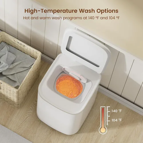 Vista 3 de Lavadora portátil HAVA de 0.8 pies cúbicos de capacidad, mini lavadora y secadora de centrifugado 104 °F & 140 °F Hot Wash Options, Upward