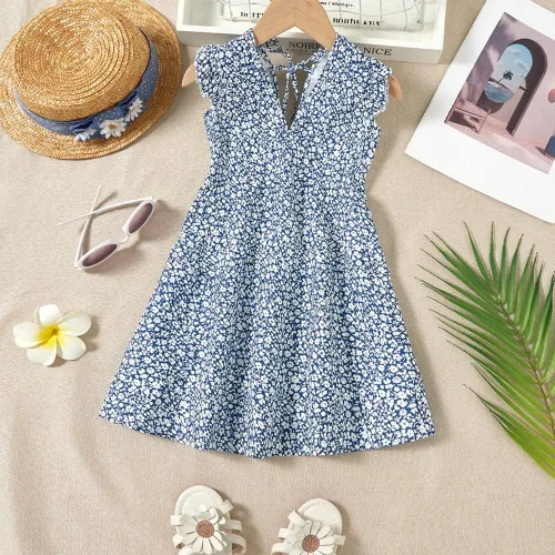 Vista 5 de Vestidos a juego para mamá y yo, con estampado floral, sin mangas, tirantes delgados, cuello en V, girasol, vestido de playa para madre e hija