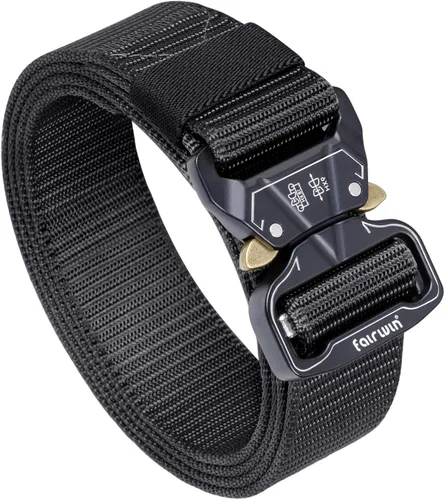 Vista 7 de FAIRWIN Cinturón Táctico, Estilo Militar Webbing Riggers Web Gun Belt con Hebilla de Metal de Liberación Rápida de Servicio Pesado
