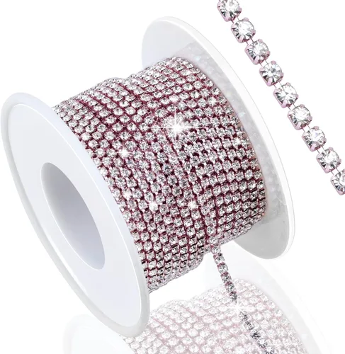 Vista 23 de Dowarm Cadena de cierre de diamantes de imitación de cristal de 10 yardas de 0.079 pulgadas para coser Crocs zapatos, ropa, vasos, cadena de Azul