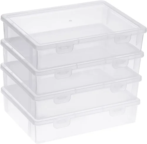Vista 13 de BTSKY Caja de almacenamiento de plástico transparente con tapa de solapa, organizadores multiusos para manualidades y caja de almacenamiento