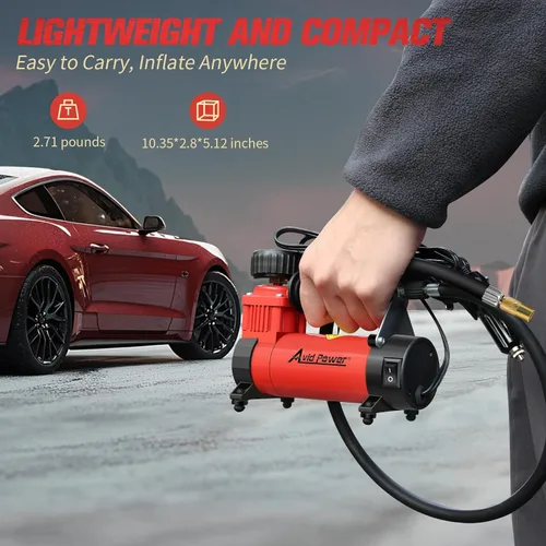 Vista 3 de AVID POWER Inflador de neumáticos de 12 V CC, compresor de aire portátil, bomba de aire compacta con motor de cobre, bomba de neumáticos de 12 V