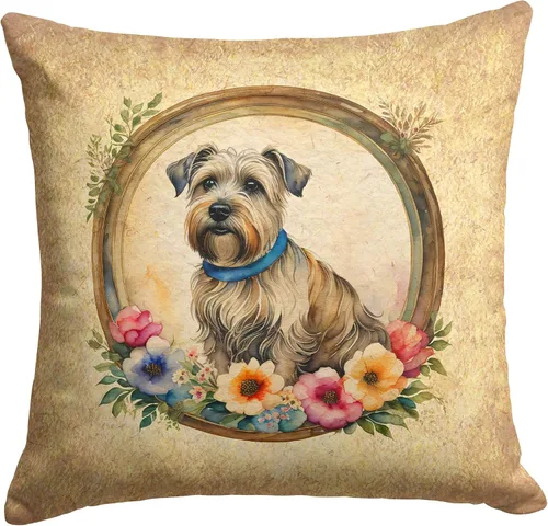 Vista 47 de Caroline's Treasures DAC2072PW1414 Affenpinscher and Flowers - Almohada decorativa de tela, lavable a máquina, para interiores y exteriores