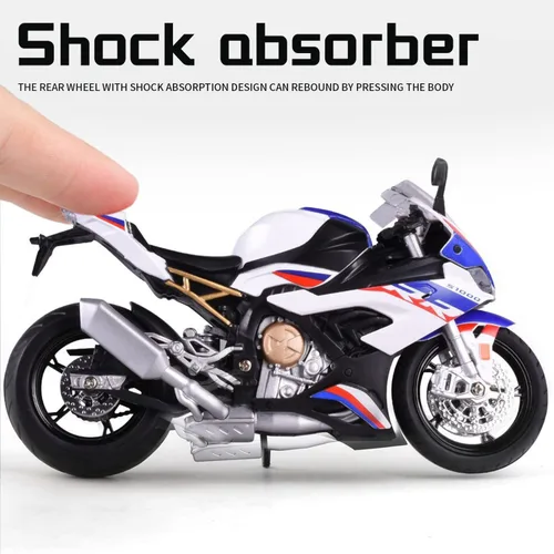 Vista 4 de COOLPUR Modelo de motocicleta fundido a presión para S1000RR, modelo de motocicleta realista, juguete o colección de moto para niños a escala 1:12