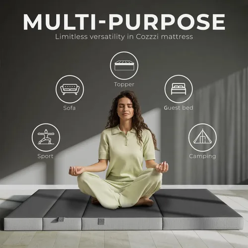Vista 4 de Cozzzi Colchón plegable individual de 4 pulgadas para suelo y viajes con funda extraíble, colchón ligero y portátil para adultos y niños, compacto