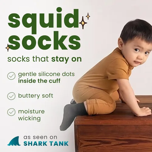 Vista 30 de squid socks Calcetines de viscosa de bambú 0-6M, 6-12M, 12-24M y 2T-3T Calcetines que se mantienen puestos
