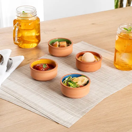 Vista 9 de Restaurantware-Terra Tek Cazuelas de Terracota de 2.7 Onzas, 2 Ollas de Arcilla Esmaltada Azul Para Cocinar - Listas para Horno, Aptas