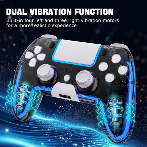 Vista 2 de BRHE Wireless PS4 Controller with Hall 3D JoysticksRGB LED LightsProgramming Funtion,PS4 Controller Remote Joystick Gamepad,Game Controller for