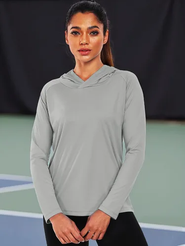 Vista 3 de NELEUS - Camisetas de protección solar para mujer, para correr, atléticas, con capucha, para el entrenamiento